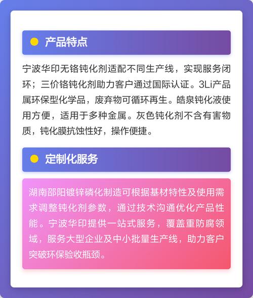 锌合金钝化厂家技术与服务解析